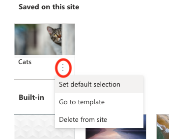 Screenshot - set template as default