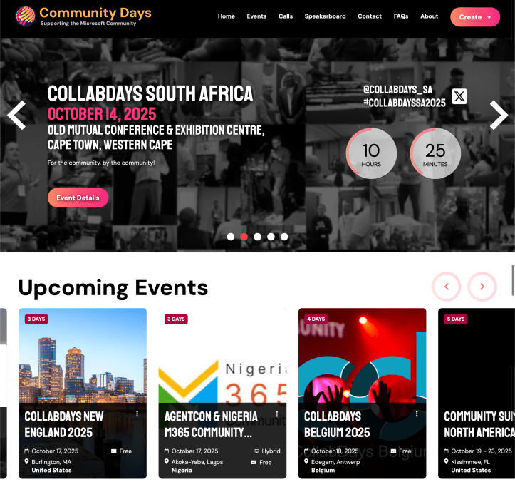 Community Days homepage